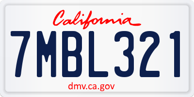 CA license plate 7MBL321