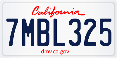 CA license plate 7MBL325