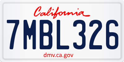 CA license plate 7MBL326