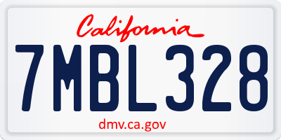 CA license plate 7MBL328