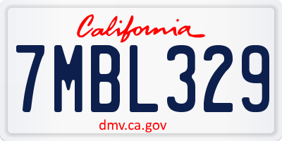 CA license plate 7MBL329