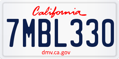 CA license plate 7MBL330