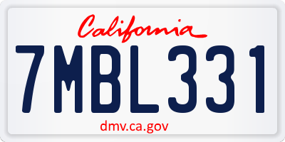 CA license plate 7MBL331