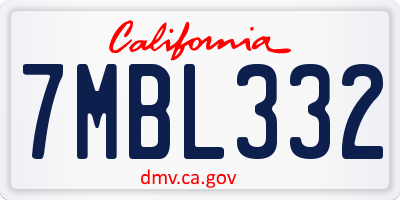 CA license plate 7MBL332