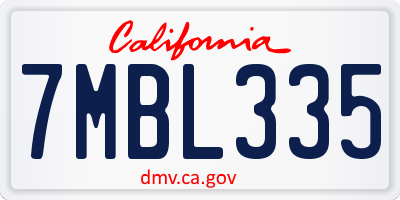 CA license plate 7MBL335