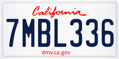 CA license plate 7MBL336