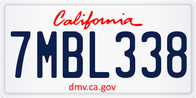 CA license plate 7MBL338