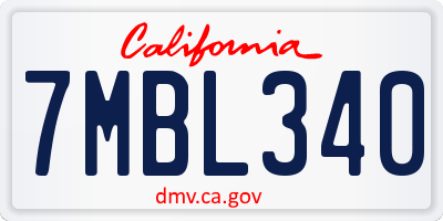 CA license plate 7MBL340