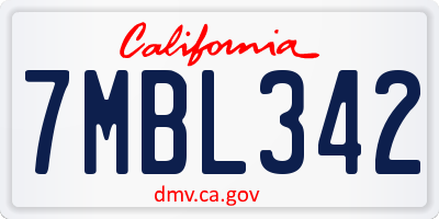 CA license plate 7MBL342