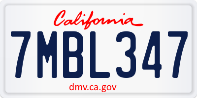 CA license plate 7MBL347