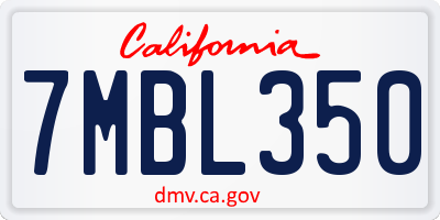 CA license plate 7MBL350