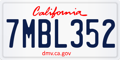 CA license plate 7MBL352