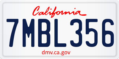 CA license plate 7MBL356