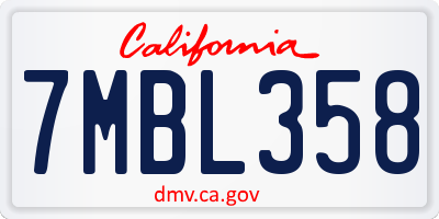 CA license plate 7MBL358
