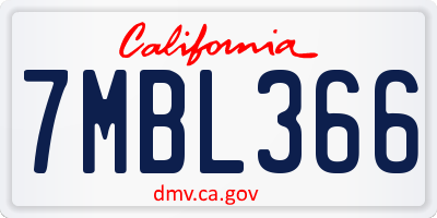 CA license plate 7MBL366