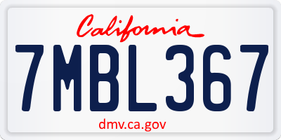 CA license plate 7MBL367
