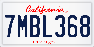 CA license plate 7MBL368