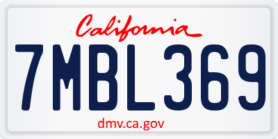 CA license plate 7MBL369