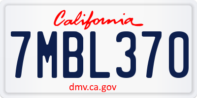 CA license plate 7MBL370