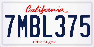 CA license plate 7MBL375