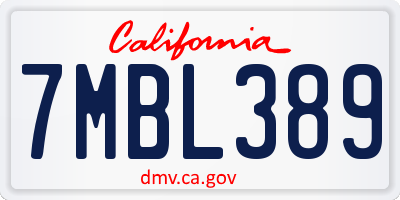 CA license plate 7MBL389
