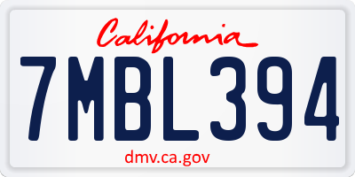 CA license plate 7MBL394