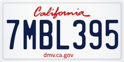CA license plate 7MBL395