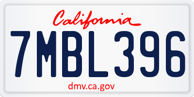 CA license plate 7MBL396