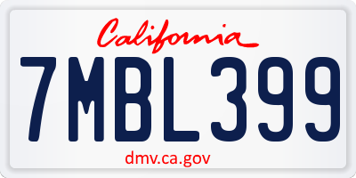 CA license plate 7MBL399