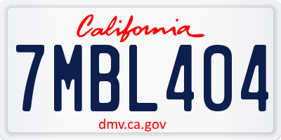 CA license plate 7MBL404
