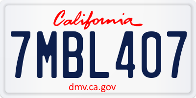 CA license plate 7MBL407
