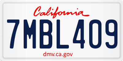 CA license plate 7MBL409