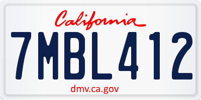 CA license plate 7MBL412