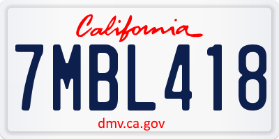 CA license plate 7MBL418