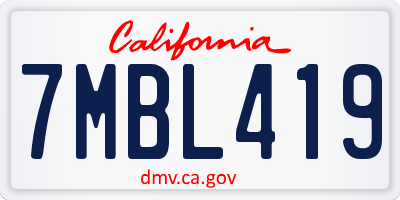 CA license plate 7MBL419