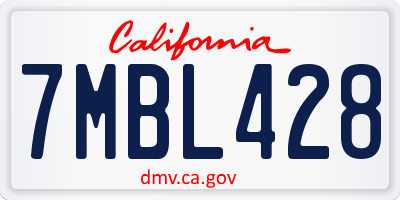 CA license plate 7MBL428