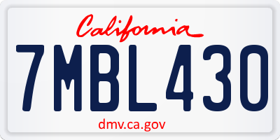 CA license plate 7MBL430