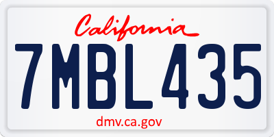 CA license plate 7MBL435