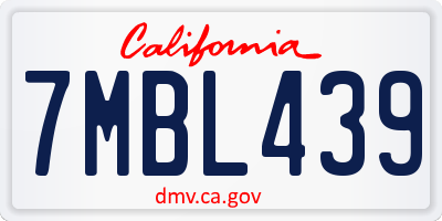 CA license plate 7MBL439