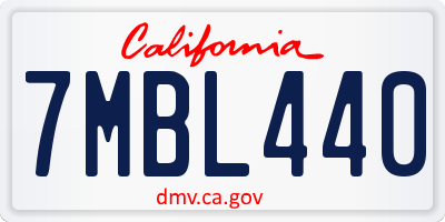 CA license plate 7MBL440