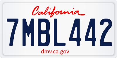 CA license plate 7MBL442