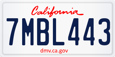 CA license plate 7MBL443