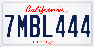 CA license plate 7MBL444