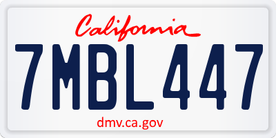 CA license plate 7MBL447