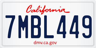CA license plate 7MBL449
