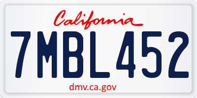 CA license plate 7MBL452