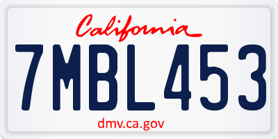 CA license plate 7MBL453