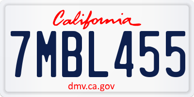 CA license plate 7MBL455