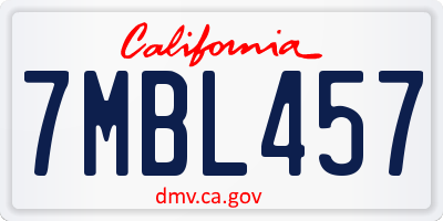 CA license plate 7MBL457