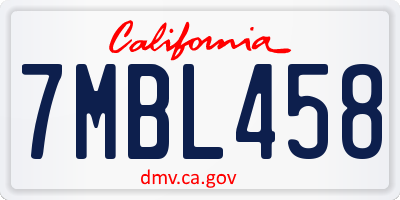 CA license plate 7MBL458